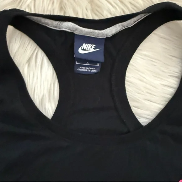 Nike Womens Black Racerback Tank Top Big Swoosh Prep Athletic Run Jog Size Large - Picture 5 of 9